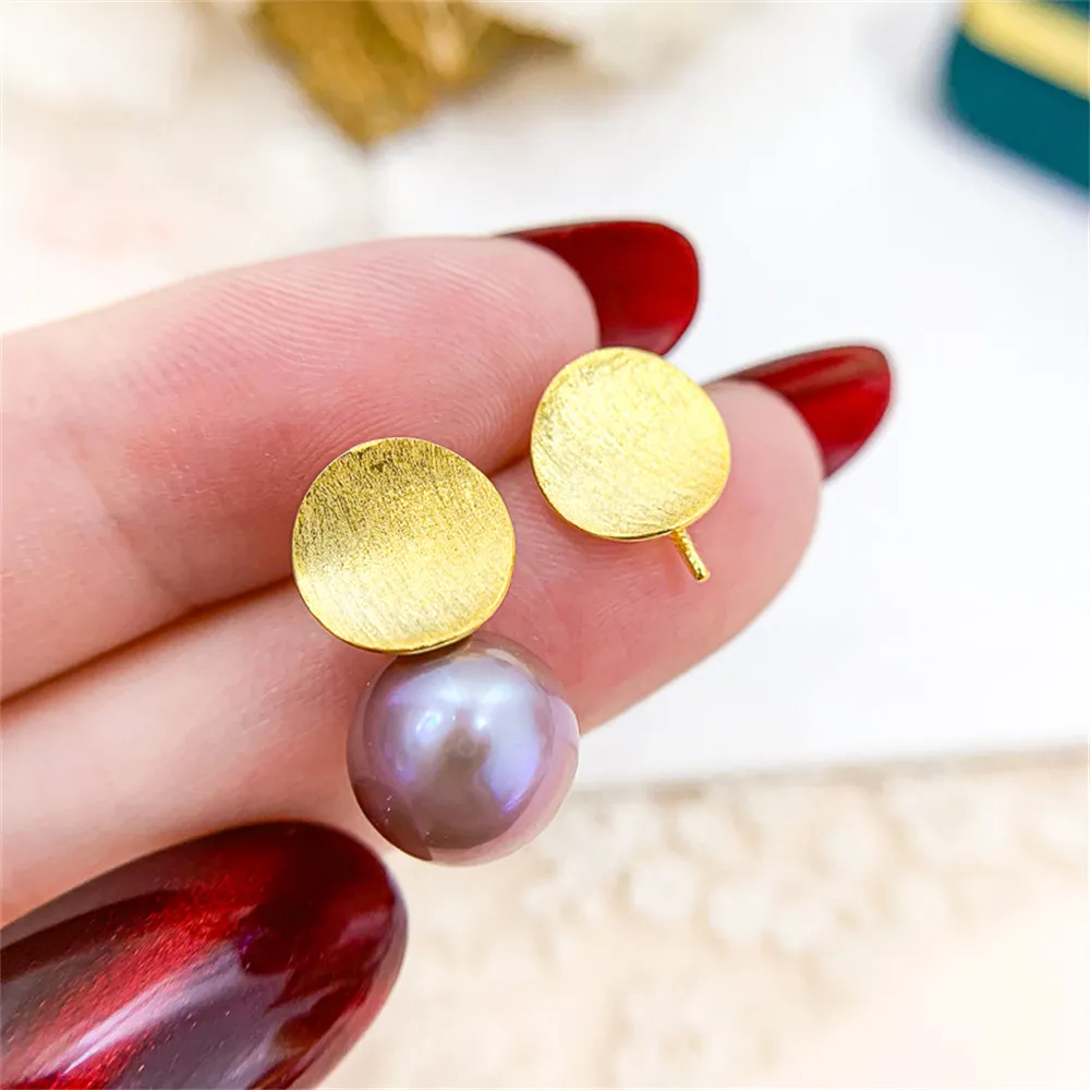 

DIY pearl earring accessories S925 sterling silver jewelry fashionable round earring empty holder Fit 10-13mm beads