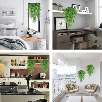 4pcs Hanging Persian Fern Leaves Artificial Plant for Garden Decor 5