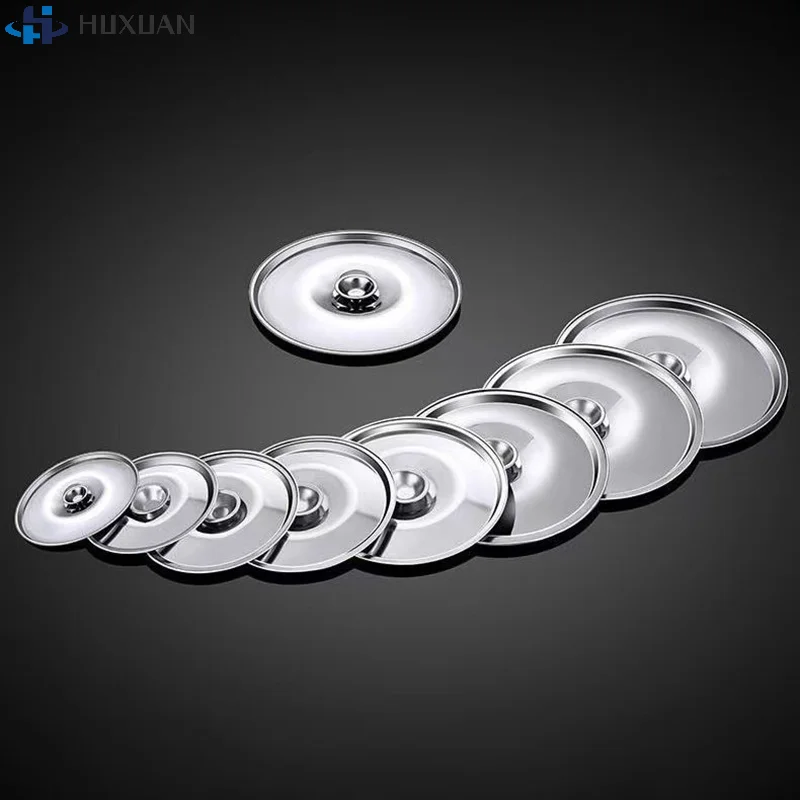 1Piece 10/12/14/16/18/20/22/24/26cm Silver Round Pot Lid Replacement Kitchen Thicken Stainless Steel Saucepan Cover