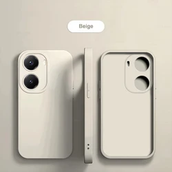 Luxury Liquid Silicone Shockproof Phone Case Protector Cover for Poco X7 Pro (Beige-White)