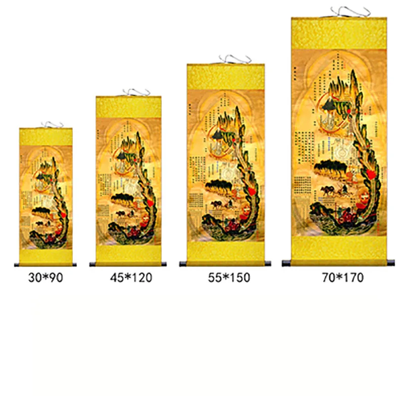 Inner Canon of Huangdi Silk Wall Art, Porch Hanging Scroll,Oriental Chinese Medicine, TCM Hanging Painting, Living Room Decor