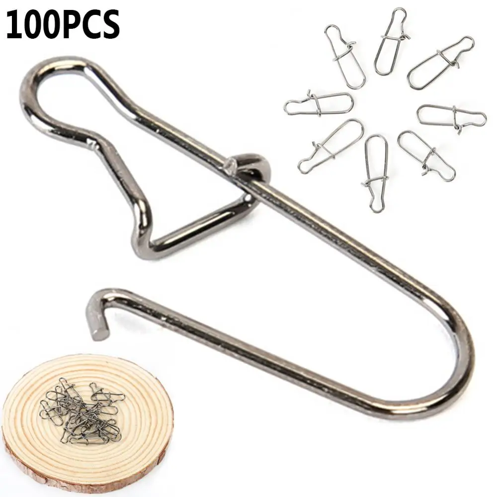 

100Pcs Stainless Steel Snap Hooks Fishing Barrel Swivel Safety Lure Connector Fishing Tackle Accessories Fishing Hook Tool Snap