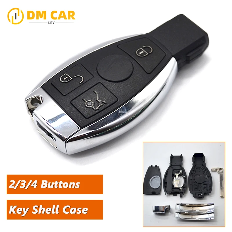 Keyless entry car key shell case 2/3/4buttons Mercedes Benz Year 2000+ A B E C S BGA/NEC remote blank replace DIY key key case