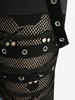 ROSEGAL Plus Size Leggings Women Casual Black Trousers Skull Hollow Out Fish Net Patchwork Grommets Straps Pencil Pants Mujer - Image 5
