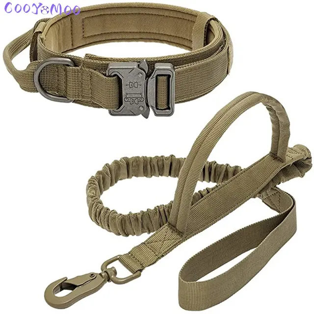 Durable Tactical Dog Collar and Leash Adjustable Military Pet Collar Leash Medium Large Dog German Shepherd Training Accessories 1