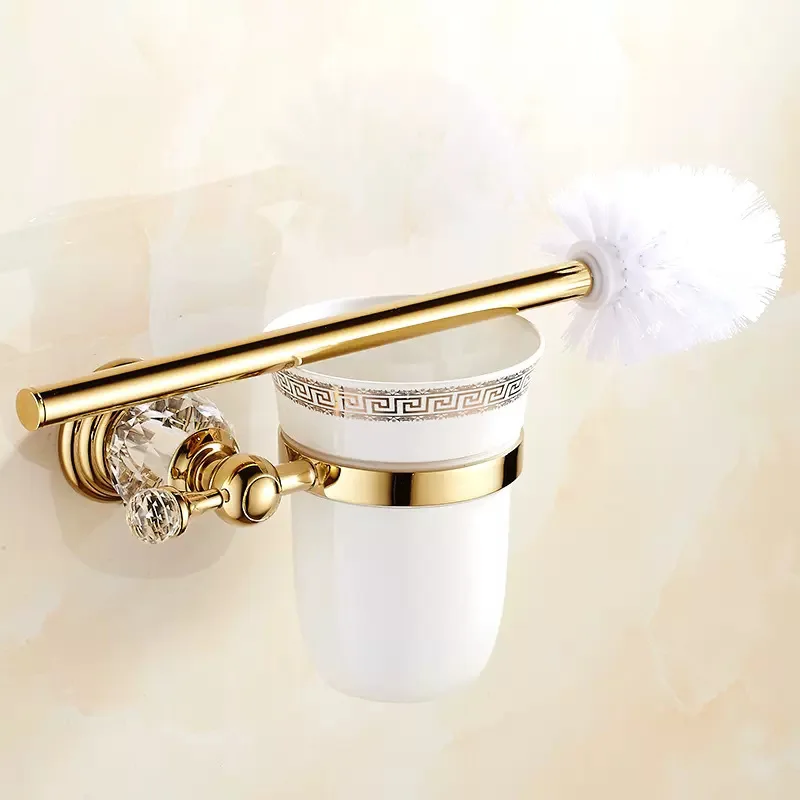 1PC European Toilet Brush Holder Stainless Steel Gold/Silver Bathroom Hardware Pendant Toilet Brush Set Wall Mount bathroom accessories toilet brush set toilet brush holder