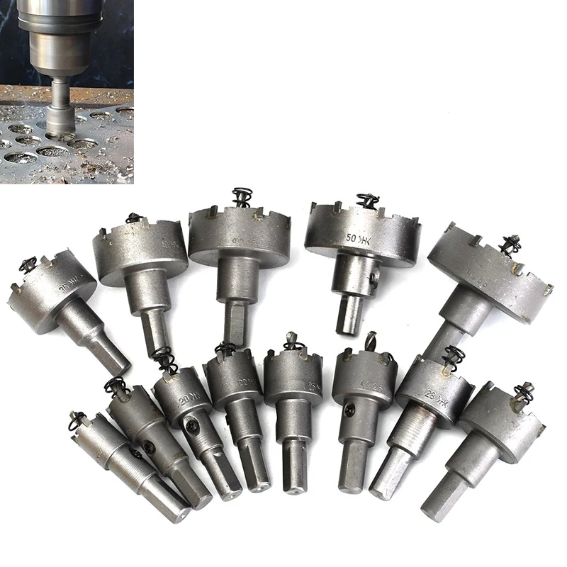 15-65mm 6-16pcs HSS Hole Saw Set Tungsten Carbide Tip TCT Core Drill Bit Hole Saw for Metal Stainless Steel Cutter Hole Openner