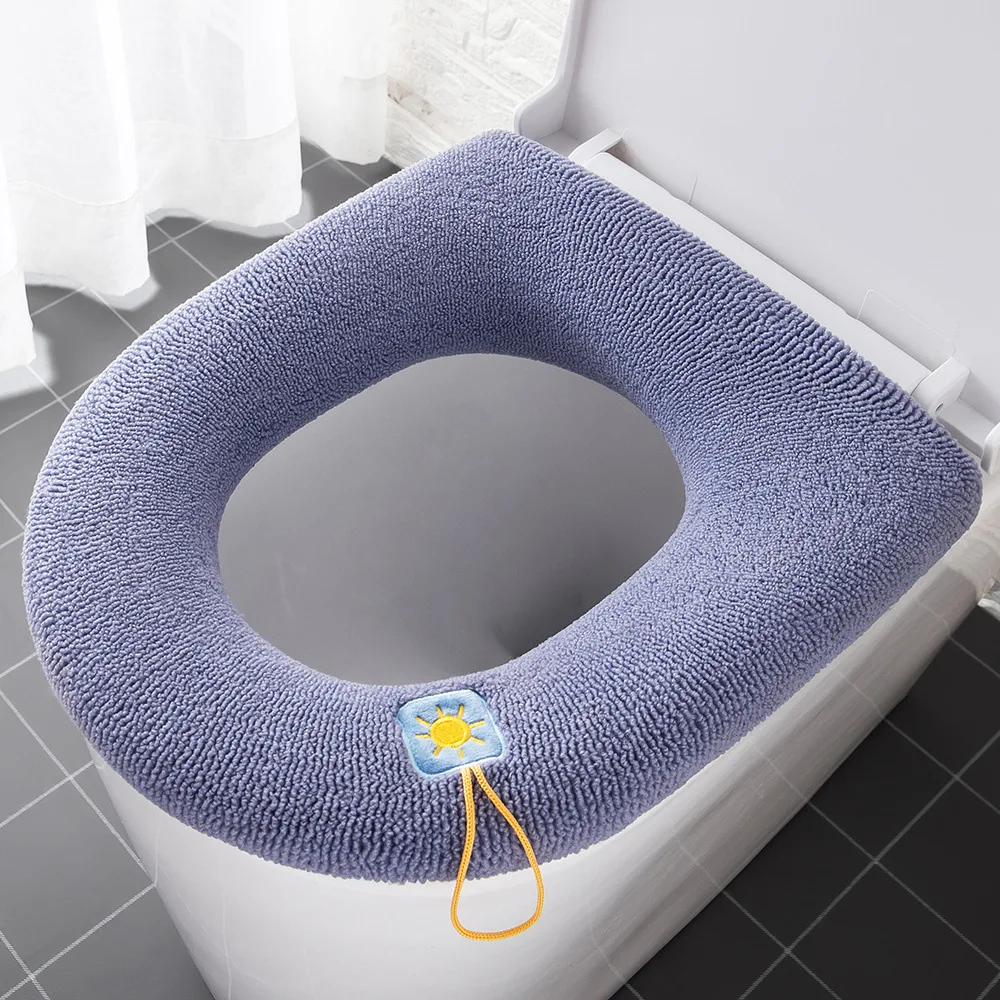 Toilet Seat Cover Mat Bathroom Toilet Pad Cushion with Handle Thicker Soft Washable Closestool Warmer Accessories 4