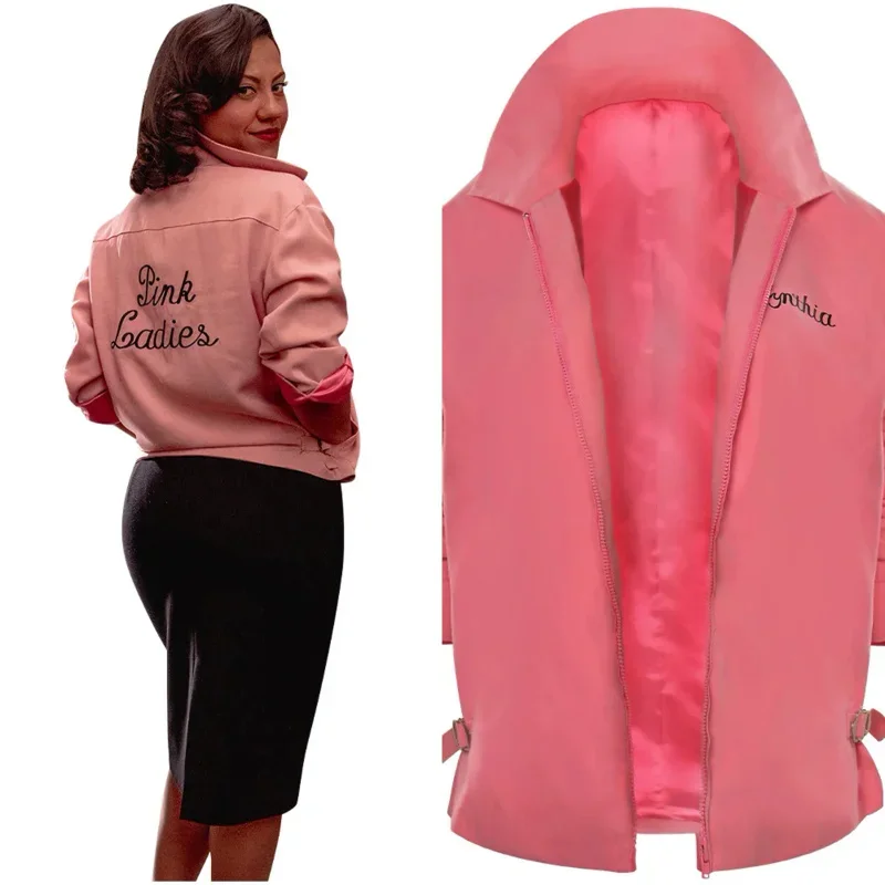 

Grease Pink Lady cosplay costume jacket coat casual sweatshirt Fantasia women girls Halloween Carnival party disguise clothes