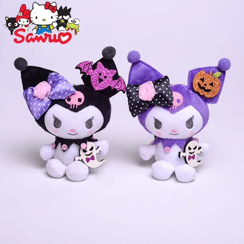 

Japanese Cute Halloween Bow Sanrio Kuromi Sitting Toy Doll Pendant Bag Hanging Ornament Pendant Keychain Kids Birthday Gift 11cm