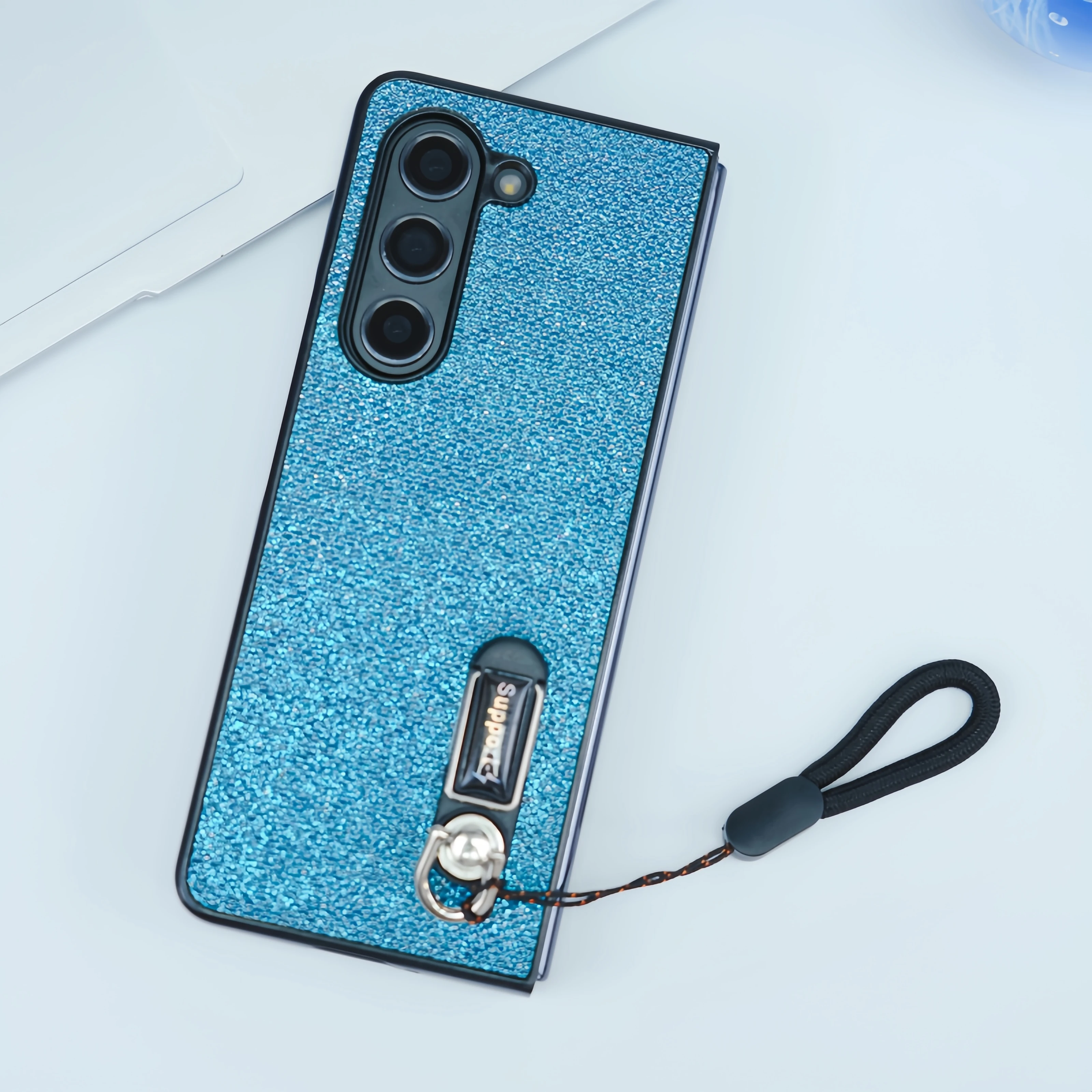 For Samsung Galaxy Fold 3 4 5 6 Luxury Wrist Hard Shell Plastic Shockproof Strap Bracket Phone Case Cover_voghion.com