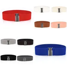 

New Korean Style Windbreaker Elastic Waistband Button Decoration Wide Belt Ladies Belt Alloy Buckle Belt Dress Women Belt