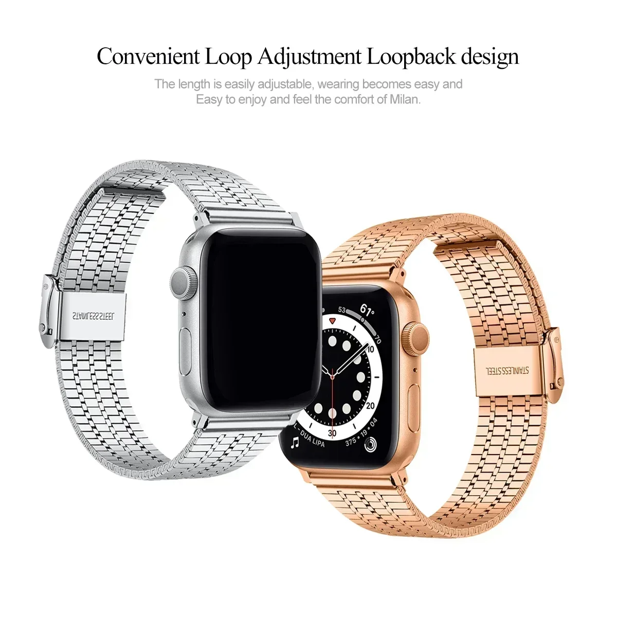 Premium Stainless Steel Smartwatch Band - Elegant Metal Strap Bracelet