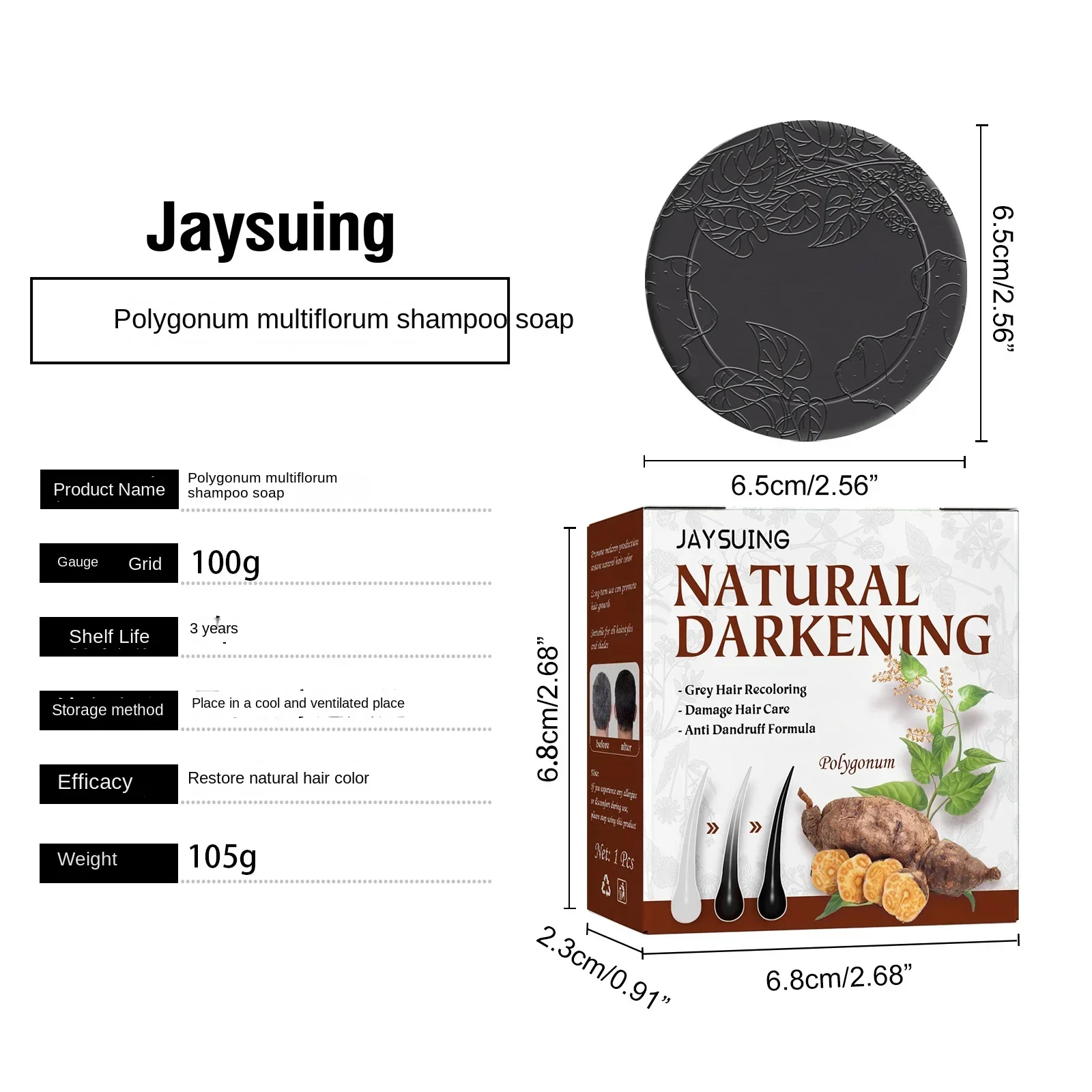 Description Picture 3 of itemSdotter Jaysuing Shampoo Soap Polygonum Multiflorum Essence Repair Natural Black Hair Moisturizing Smooth Hair Care Beauty Produ