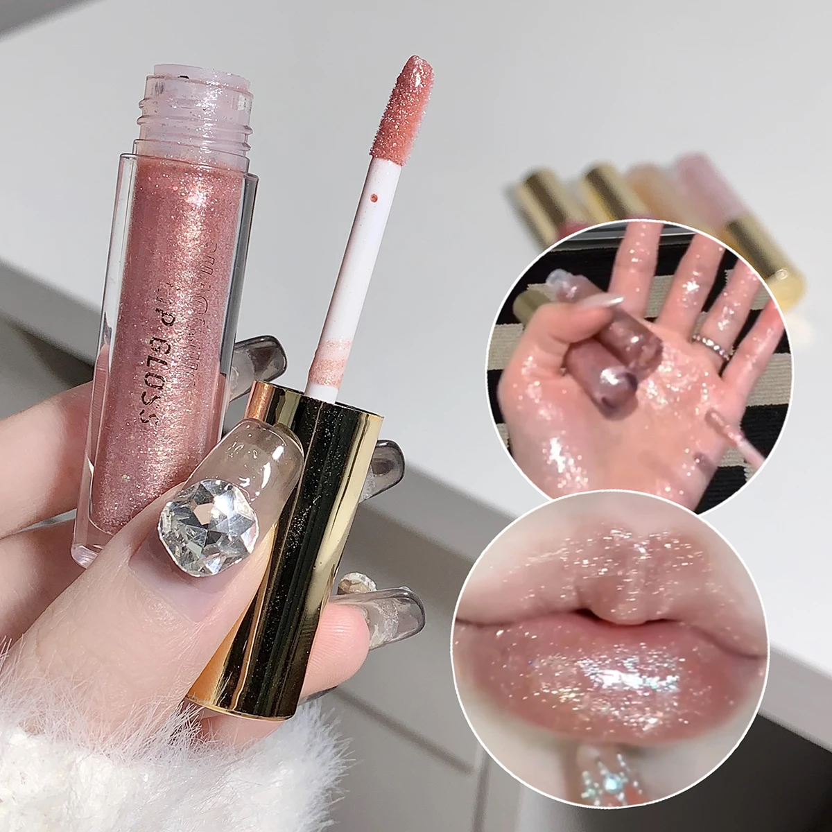 Moisturizing, plump and sparkling lip gloss, water-glossy mirror lip glaze, moisturizing and moisturizing lip oil for pouty lips 4
