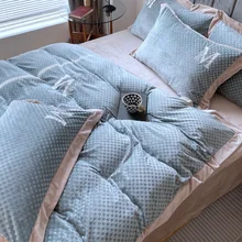 Milk Velvet Four-Piece Winter Coral Velvet Bed Sheet Duvet Cover Flannel Bedding Double-Sided Velvet Plus Velvet Baby Velvet