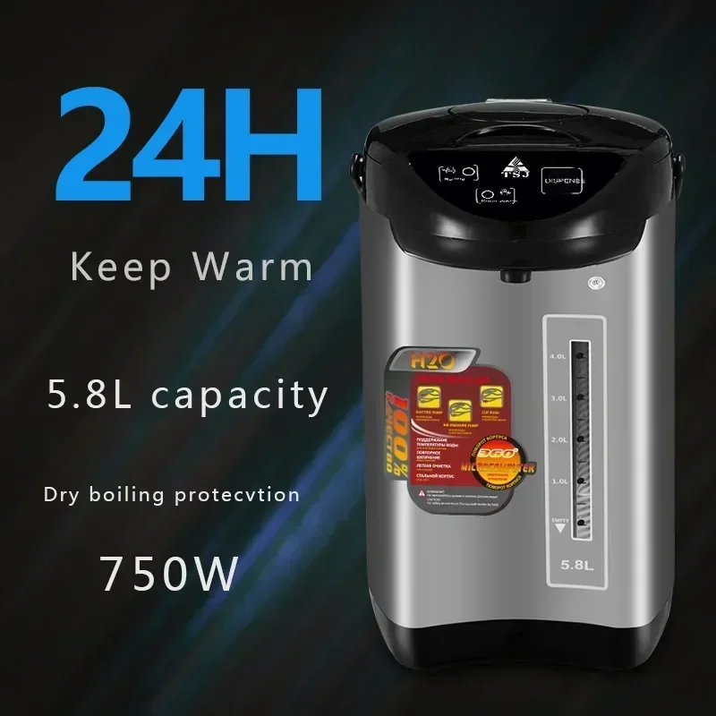 Bouilloire électrique en acier inoxydable 304, contrôle de la température, café au chaud, eau chaude, qualité alimentaire, bomicrophone, 5,8 l