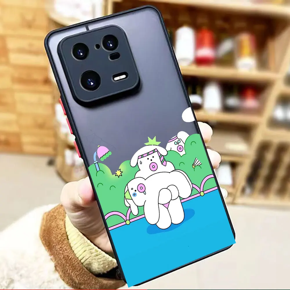 thumbnail image 1 of Funda mate para Xiaomi 13 12 12S 12T 11 11T 10 10T 10S 9 8 6X 5X PRO LITE 5G Funda Coque Capa Shell cerdo blanco conejo dibujos animados, 1 of 5