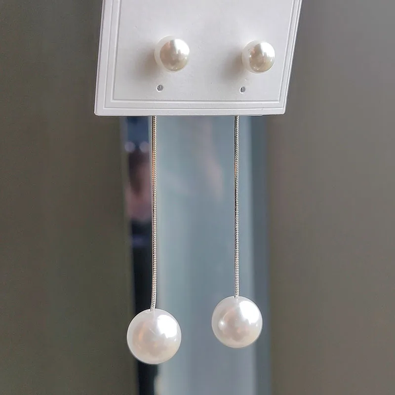 Crystal Tassel Earrings Pearl Earrings Drop Earrings Long Earrings Korean Long Tassel Simulated Pearl Drop Earrings