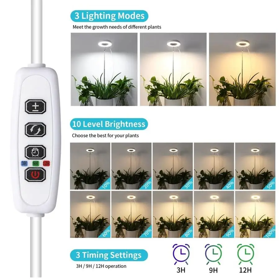 LED telescopic plant light growth light angel ring succulent red blue full spectrum flower succulent plant fill