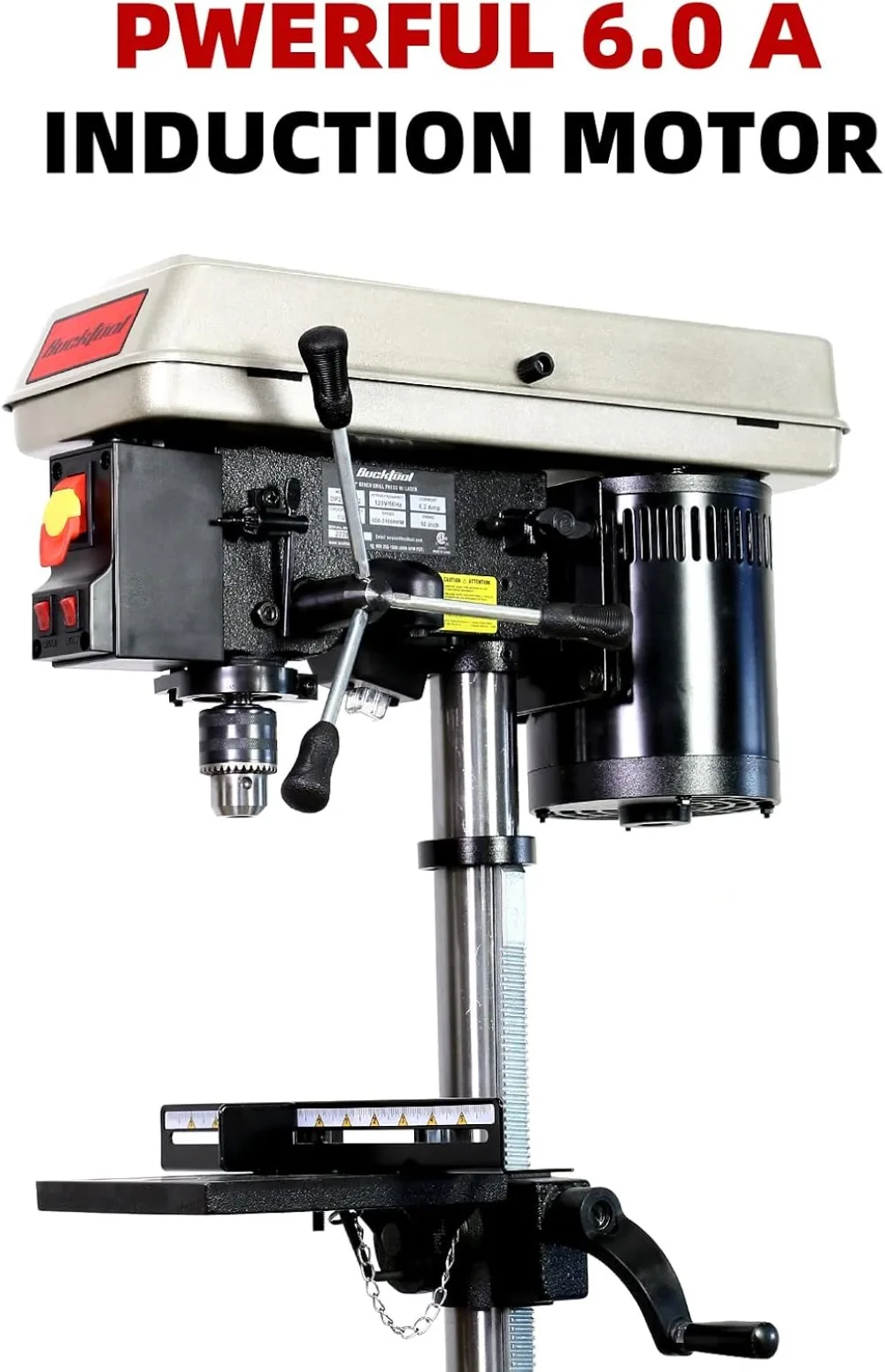 10-Inch 5-Speed Bench Drill Press with LED Light 6.0 Amp Motor 3/4 HP for Wood Metal Drilling