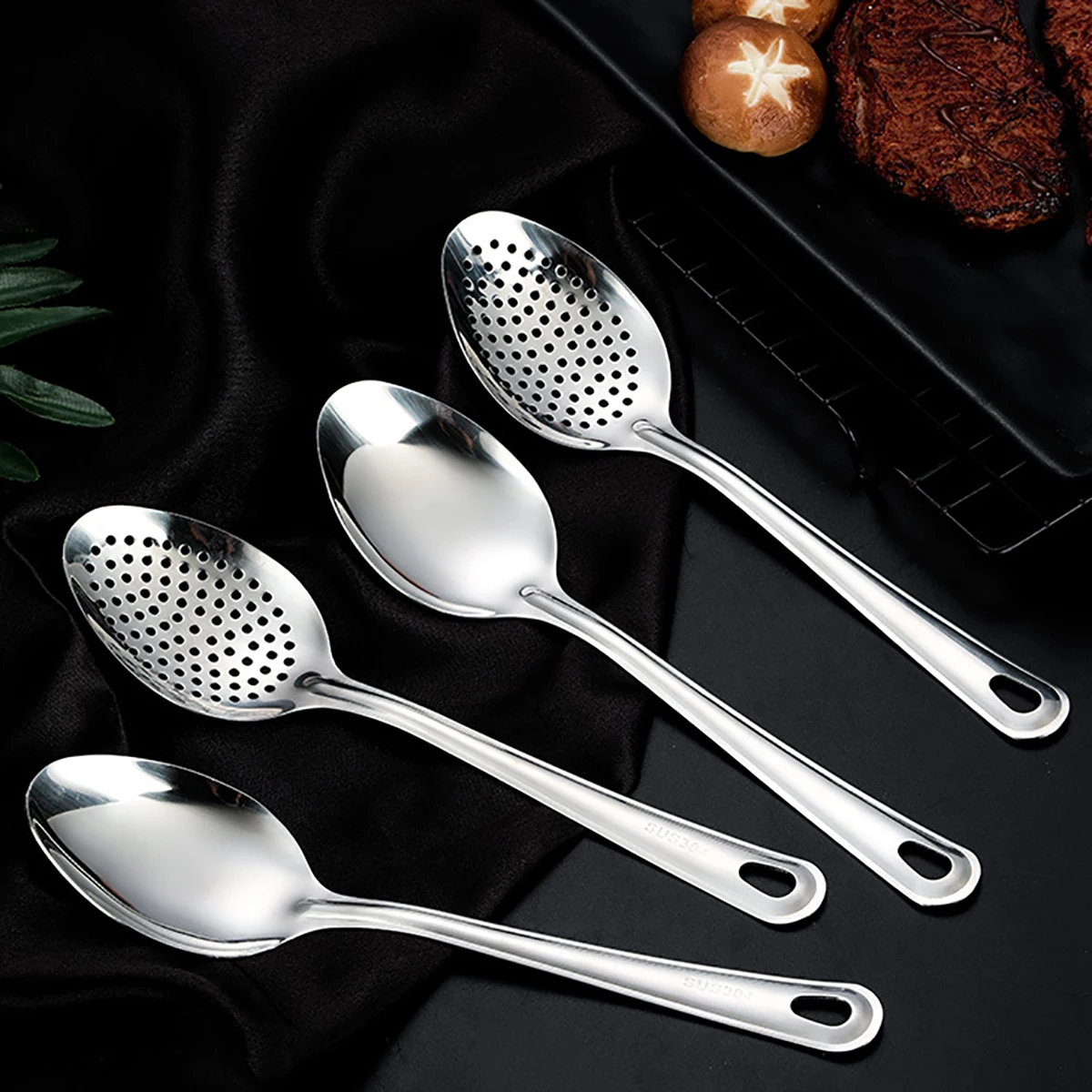 

304 Stainless Steel Strainer Spoon Colander Ladle Filter Strainer Food Skimmer Useful Things For Kitchen Gadgets Kitchenware