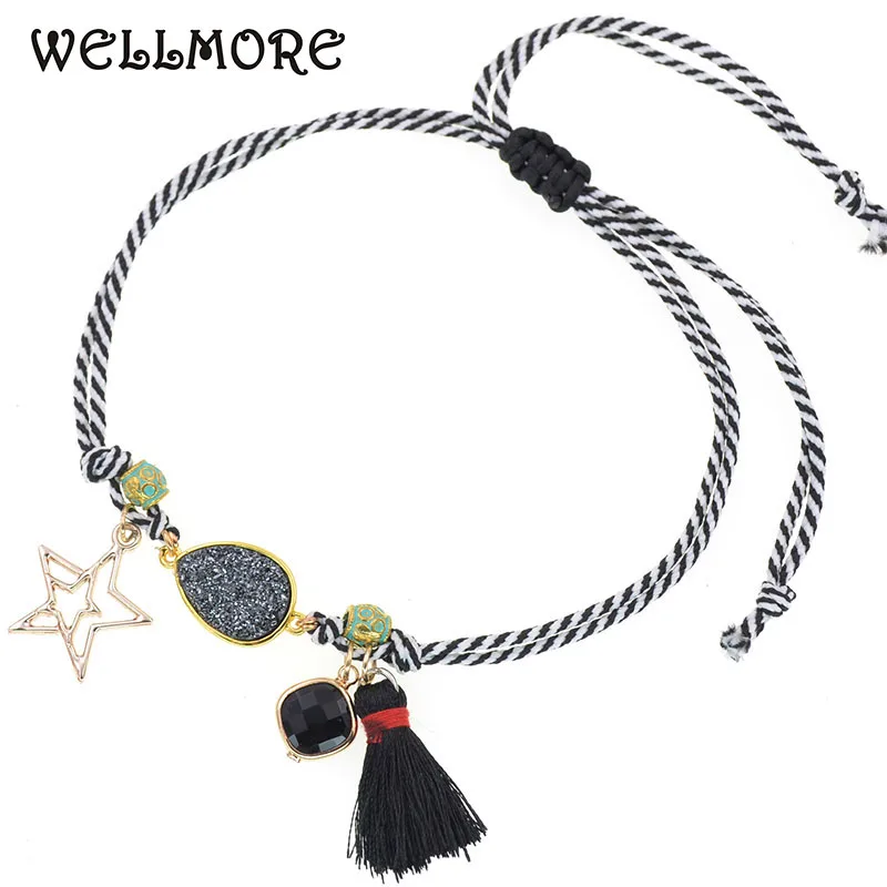 Wellmore Cavigliere A Goccia D'Acqua Per Le Donne Nappe A Stella Cavigliere Della Boemia Cavigliere A Catena Con Corda Braccialetto Con Ciondoli Strin