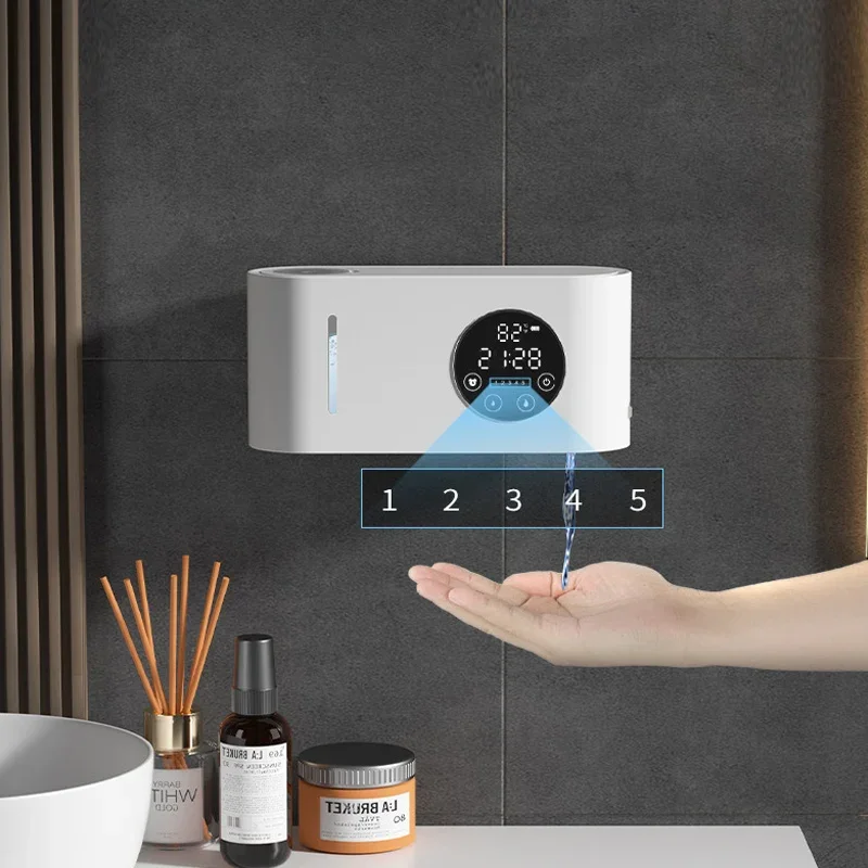 ขวดสบู่เหลวเครื่องจ่ายสบู่อัตโนมัติ Touchless Sensor เครื่องจ่ายสบู่เหลวติดผนังเครื่องจ่ายสบู่บาร์ชาร์จ USB 1