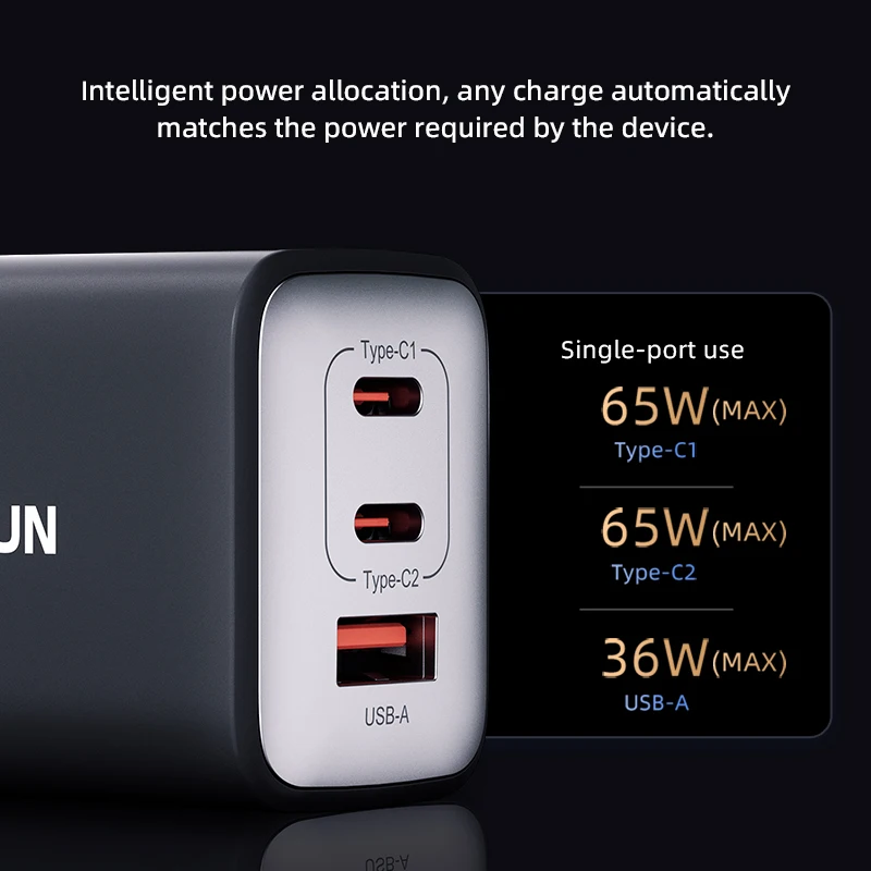 

Сетевое зарядное устройство сетевое с USB-кабелем, 65 Вт, PD QC3.0 4,0