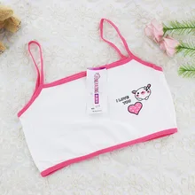  2Pcs Teenage Girl Sling Training Bra Soft Cotton Cute Bralette Underwire Free Underwear for Puberty Girls 7-14Y 