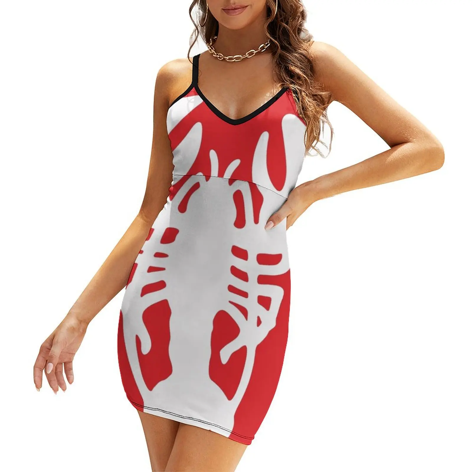

White Lobster on Red Background Sling Dress dress Long dress woman