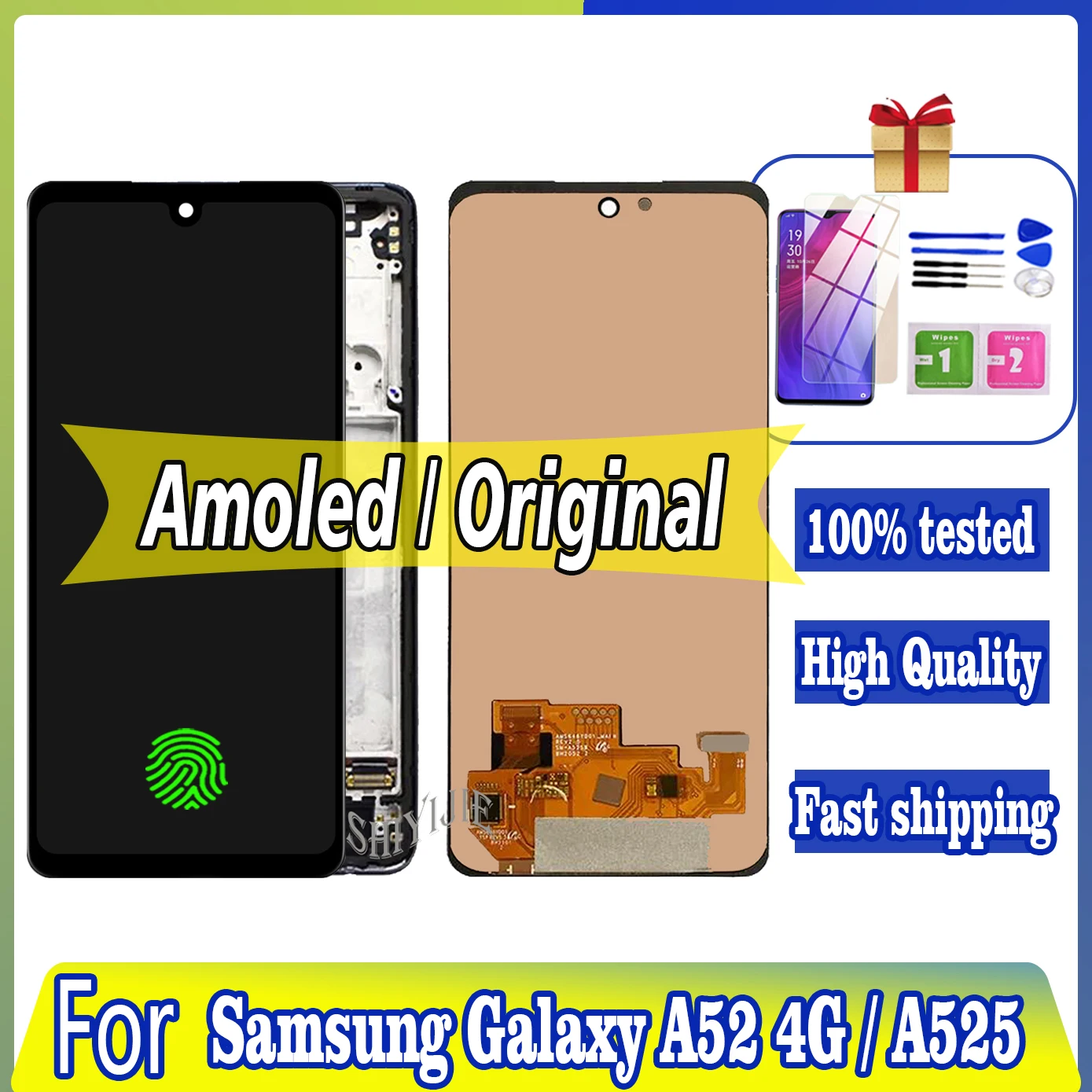 삼성 갤럭시 A52 용 고품질 슈퍼 AMOLED 디스플레이 터치 스크린, 디지타이저 부품, 4G LCD, A525, A525F, A525M