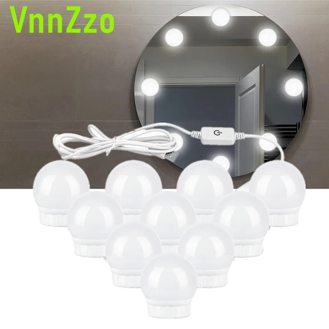 Walbest Luz LED de tocador para espejo, 3 modos de color regulables, luces  brillantes de tocador de maquillaje enchufables, luz LED para tocador