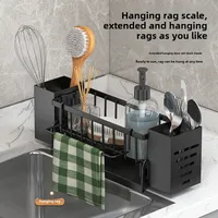 Multi-Functional Storage Rack with Automatic Drain for Kitchen Sink Countertop Organization 1