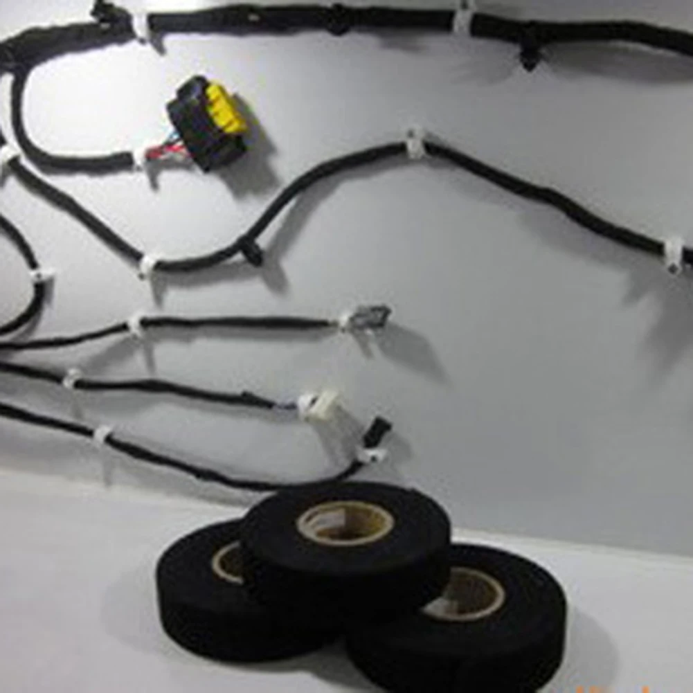 Adhesive Cloth Tape Wiring Harness Tape Automotive Wiring Tape Car Adhesive Tape 15M Electrical Tape Heat-Resistant Flame Retardant Tape Car Cable Harness Wiring Protection Insulation Auto Fabric Cloth