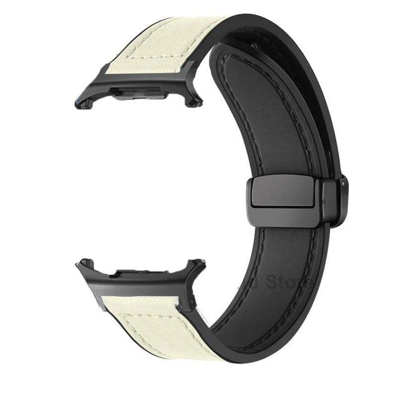 Magnetic Leather Silicone Bracelet Strap - Elegant and Gap-Free Watchband Design