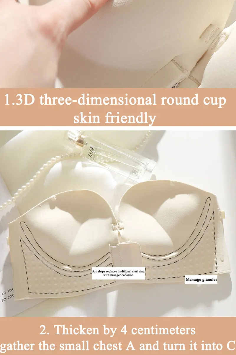 1Pc Sexy Front Closure Sexy Push Up Bra Women Invisible Bras Underwear Lingerie For Female Brassiere Strapless Seamless Bralette