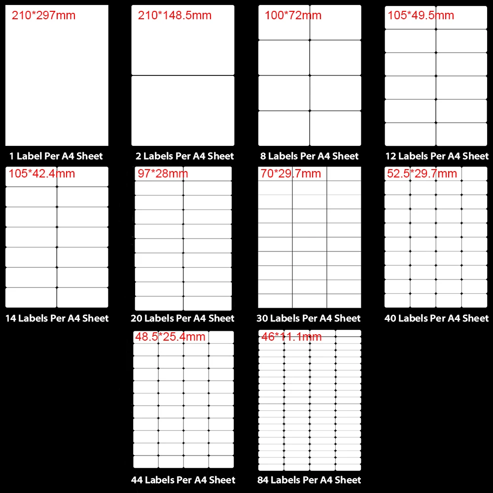 Multifunction Labels Sticker 5 sheets White Self-adhesive Address Labels Sticker for Inkjet/Laser Printer Office School Supplies - 6