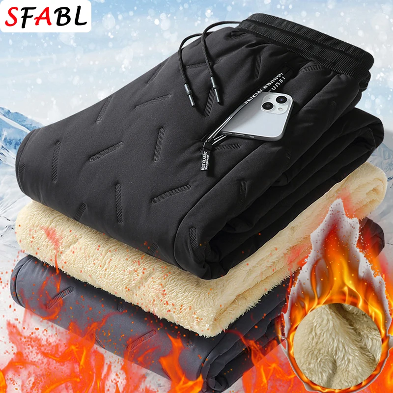 Winter Thicken Fleece Trousers Men Winter Pants for Men Sweatpants Windproof Waterproof Thermal Warm Joggers Pants Man M-XXXL 3