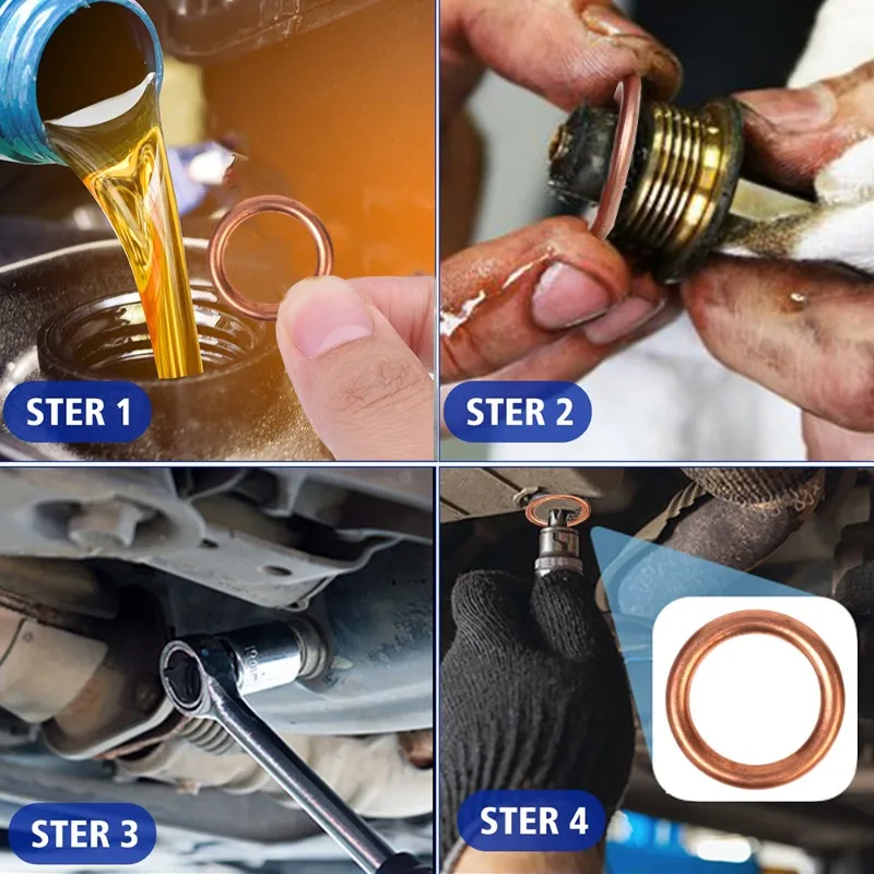 Oil Drain Plug Gasket Car Oil Pan Drain Gasket Drainage Bolt Pad Aluminum Copper Oil Drain Plug Gasket Replaceable Accessories for Volkswagen Audi