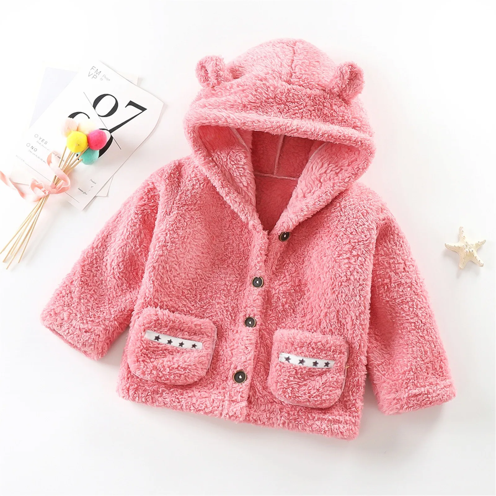1~10Years Kids Clothes Winter Hoodies Coat Children Toddler Baby Boys Girls Fleece Hooded Jacket Outer Outwear Infant Outfits