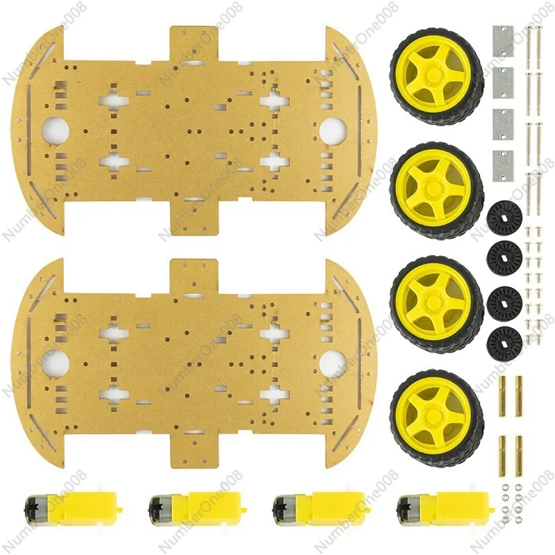 STM32 지능형 트롤리 이중층 섀시 4WD 전자식 4륜 구동 속도 측정 추적 WIFI 모션 키트