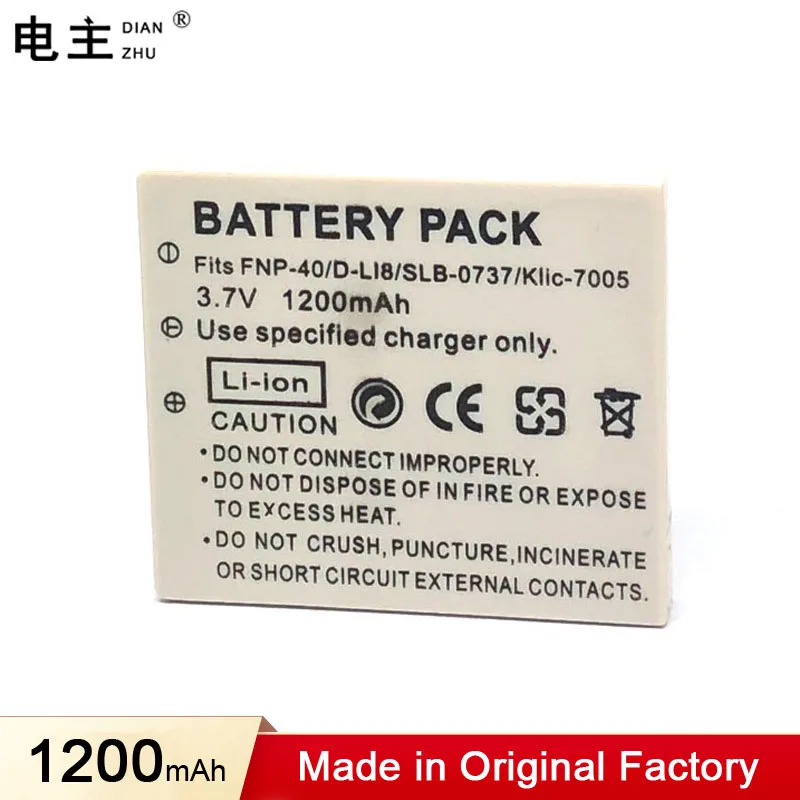 

FNP40 NP 40 Battery for FUJIFILM NP-40 NP-40N KODAK KLIC-7005 PENTAX D-LI8 D-Li85 SAMSUN SLB-0737 SLB-0837 BENQ DLI-102