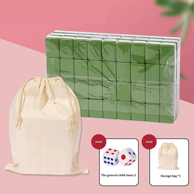 24mm Mahjong Set Mini Traditional Trip Board Game With Storage Bag Portable Table Game With 146 Melamine Resin Mahjong Tiles For