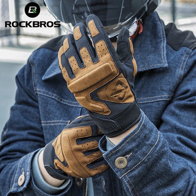 ROCKBROS Cycling Gloves Men Women Screen Touch Motorcycle Gloves Spring Autumn Shockproof MTB Full Finger Bike