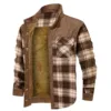 Fall Winter Men's Plaid Print Casual Jackets Fashion Vintage Long Sleeve Stand Collar Single Breasted Warm Fleece Lined Outwears 4