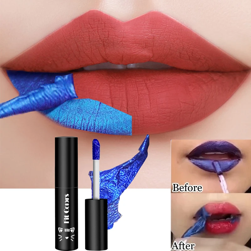 Blue Peel Off Lip Gloss Amazing Non Stick Cup Matte Red Velvet Liquid