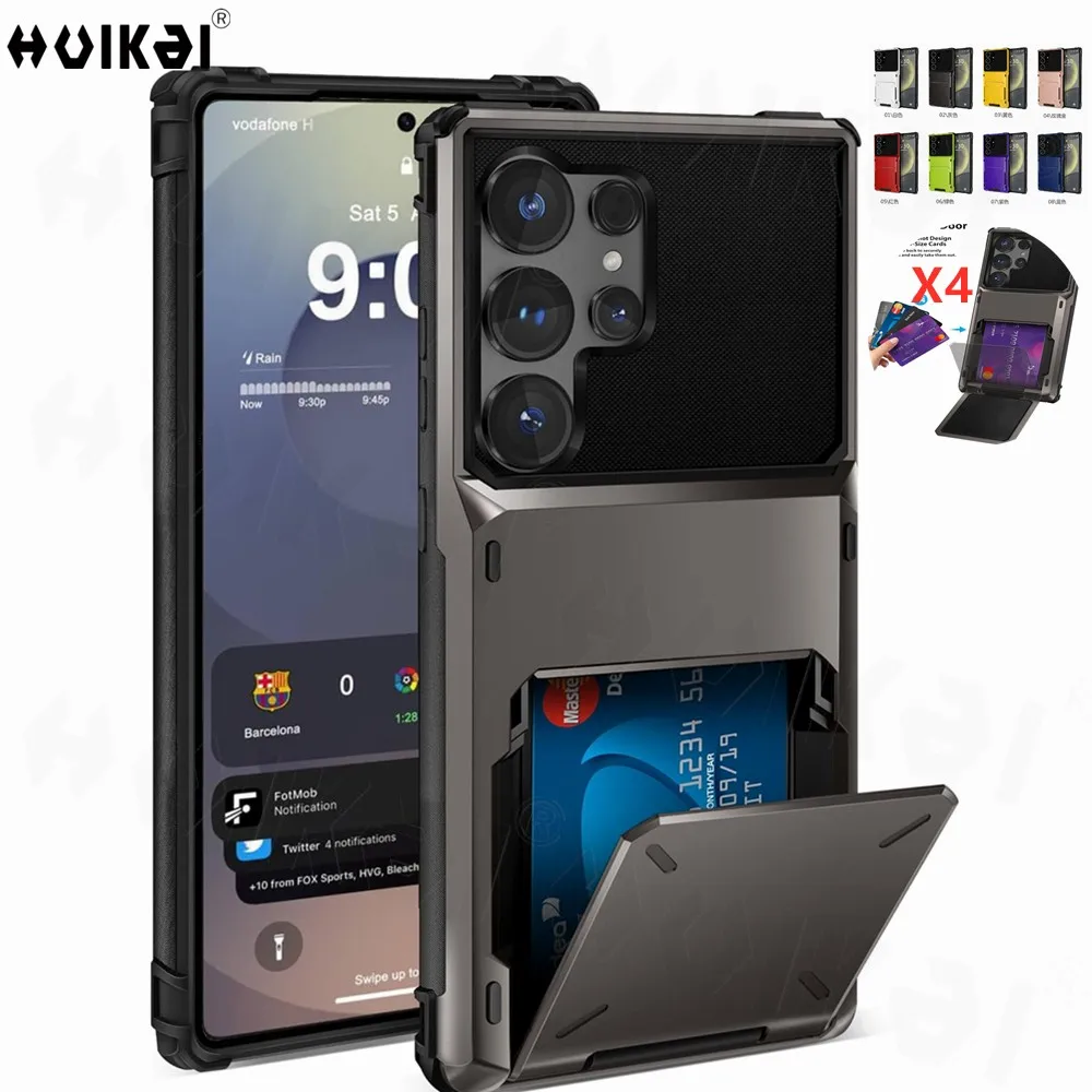 Card Holder Case: Heavy Duty Wallet with Hidden Flip Slot Protective Cover