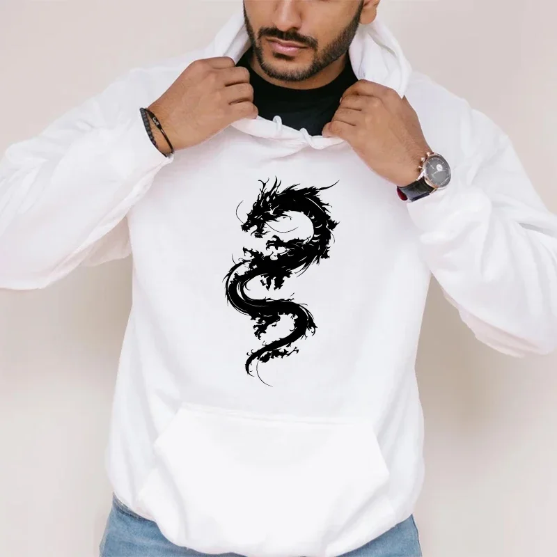 Men's Chinese Dragon Printed Hooded Sweatshirt