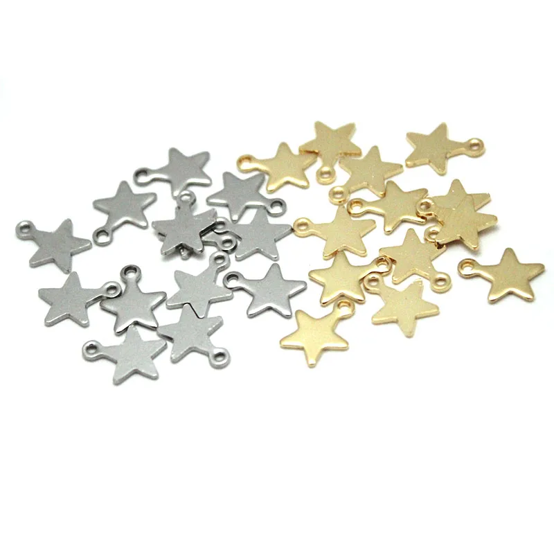 

30pcs/lot Stainless Steel Gold Plated Stars Charms for Bracelet Making Small Pendant Charms DIY Jewelry Necklace Accessories